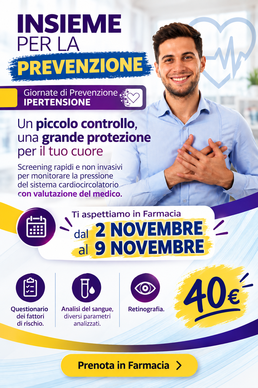 Giornate di prevenzione dell'ipertensione dal 2 al 9 novembre alla Farmacia Gancia